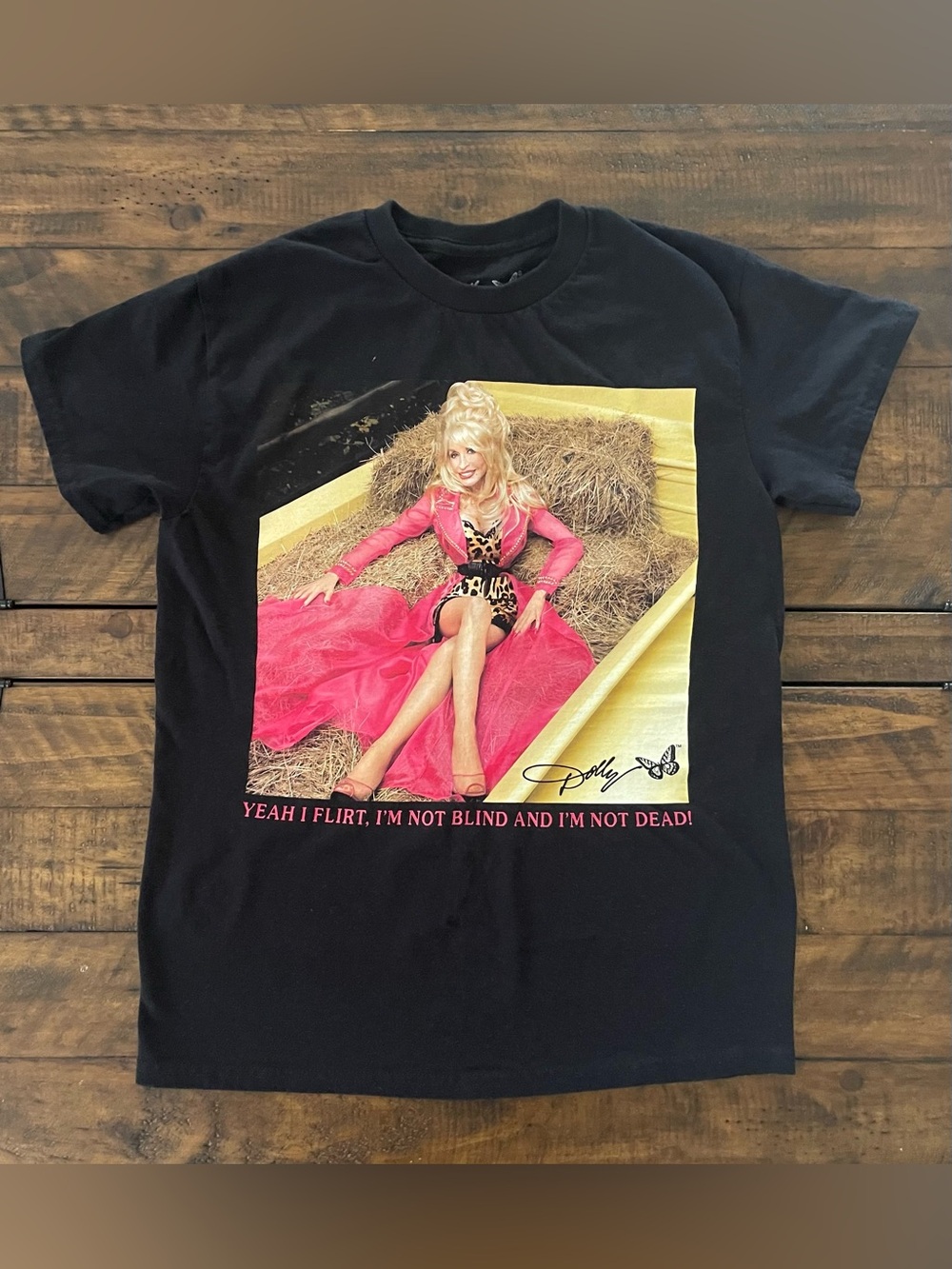 Dolly Parton Graphic Quote Tee Black Country Music Tshirt Sz Small 100% Cotton